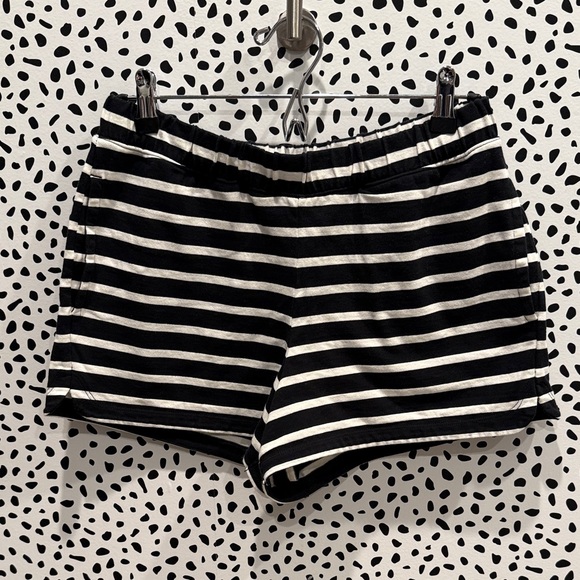 J Crew Pull-On Black and White Striped Women's Shorts NWOT - Picture 1 of 4